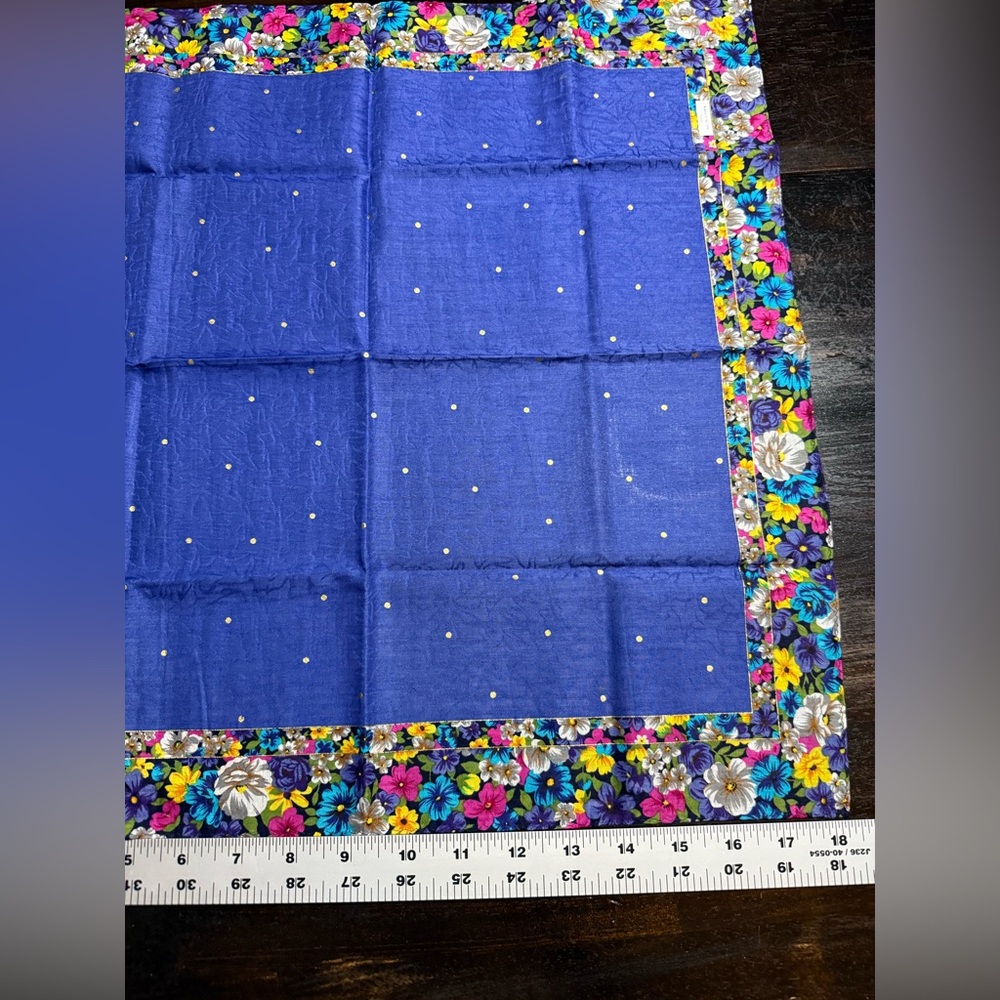 Givenchy Floral Hankerchief Scarf with Blue Center - Picture 7 of 8
